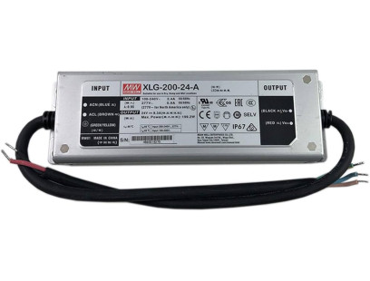 Impulsinis maitinimo šaltinis LED 24V 200W 8.3A, IP67, dimeriuojamas, MEAN WELL, XLG-200-24-A