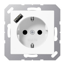 Kištukinis lizdas su USB A lizdu JUNG A1520-18AWW (baltas, 16A/250V)