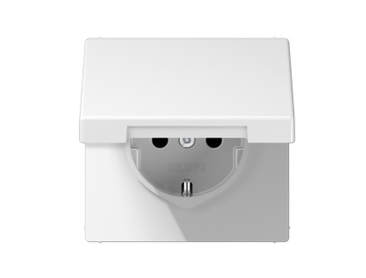 Kištukinis lizdas su įžeminimu ir dangteliu JUNG LS1520KLWW (baltas, 16A/250V)