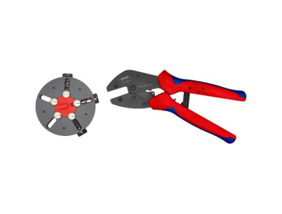 Antgalių užspaudimo replės Knipex 97 33 01 (su skirtingomis užspaudimo formomis)