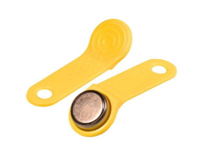 Geltonas dallas raktas iButton DS1990A-F5 su laikikliu