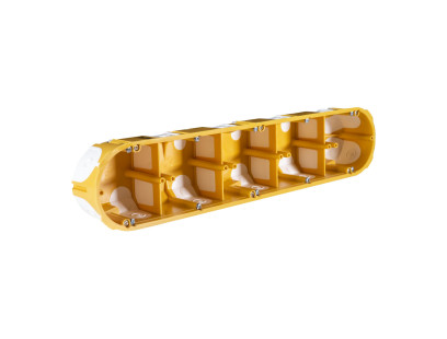 5 vietų dėžutė į gipsą Kopos KPL 64-50/5LD_NA (68mm, garsą slopinanti, geltona)