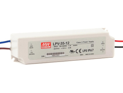Impulsinis maitinimo šaltinis LED 12V 36W 3A IP67, Mean well, LPV-35-12