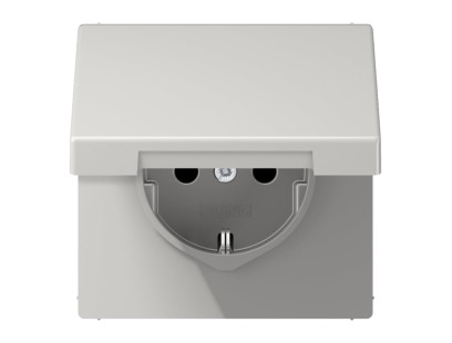 Kištukinis lizdas su įžeminimu ir dangteliu JUNG LS1520KLLG (pilkas, 16A/250V)