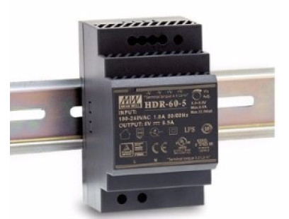 Impulsinis maitinimo šaltinis 24V 60W 2.5A, tvirtinamas ant DIN bėgio, MEAN WELL, HDR-60-24