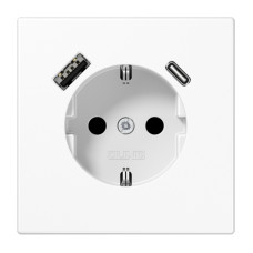 Kištukinis lizdas su USB+USB-C JUNG LS1520-15CAWW (baltas, 16A/250V)